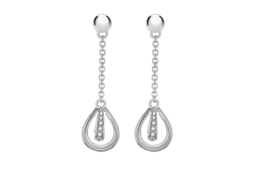 Sterling Silver Rhodium Plated Zirconia  Drop Earrings