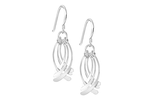 Sterling Silver Crossover Bars Drop Earrings