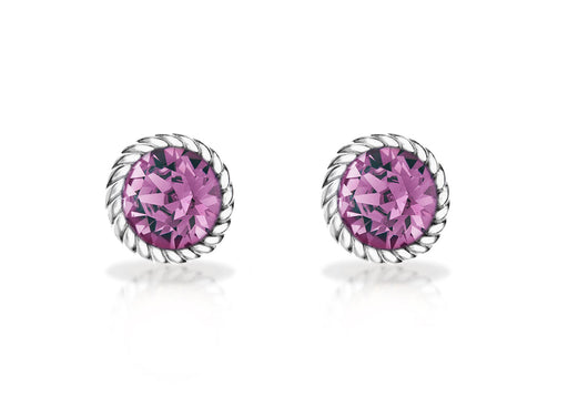 Sterling Silver Pruple Swarovski Crystal February Birthstone Stud Earrings