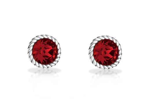 Sterling Silver Red Swarovski Crystal July Birthstone Stud Earrings