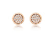 Sterling Silver Rose Gold Plated 9mm Pave Set Zirconia  Stud Earrings