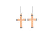 Sterling Silver Rose Gold and Rhodium Plated Twist Cross Drop Earrings