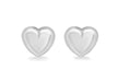 Sterling Silver Rhodium Plated Puff Heart Earrings 