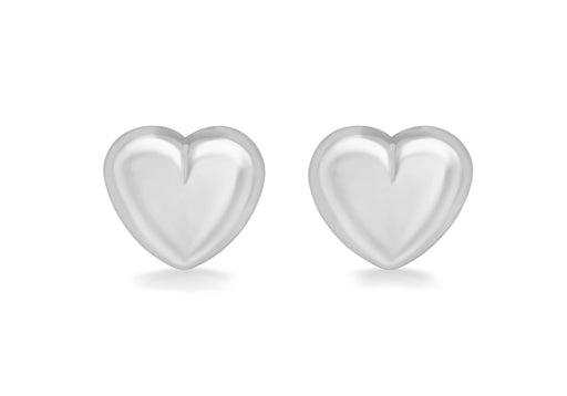 Sterling Silver Rhodium Plated Puff Heart Earrings 