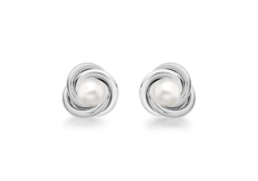 Sterling Silver Freshwater CCultured Pearl Knot Stud Earrings