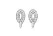 Sterling Silver Pave Set Zirconia  Elliptic Stud Earrings