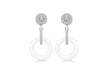 Sterling Silver Rhodium Plated White Ceramic Zirconia  Cluster Drop Earrings