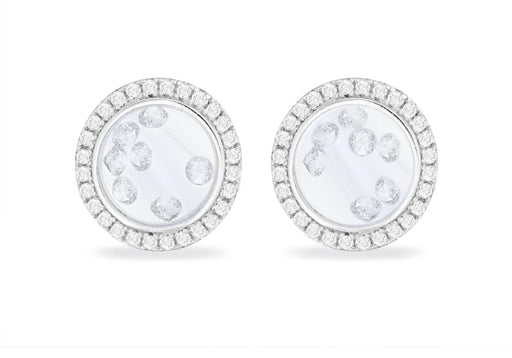 Sterling Silver Rhodium Plated Floating Zirconia  Stones Round Stud Earrings