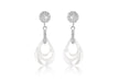 Sterling Silver Rhodium Plated White Ceramic Round Zirconia  Teardrop Earrings