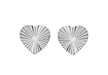 Sterling Silver Small Sunray Diamond Cut CZ Heart Stud Earrings