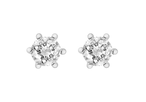 Sterling Silver Rhodium Plated 7mm Round Zirconia  Solitaire Stud Earrings