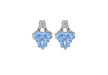 Sterling Silver Rhodium Plated White and Blue Zirconia  Stud Earrings