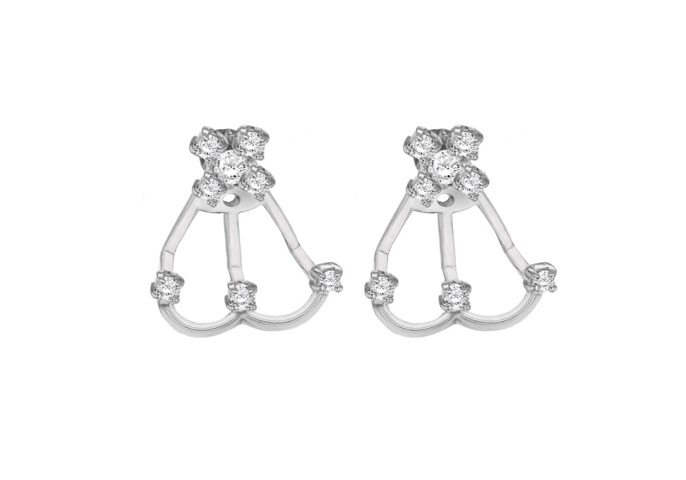 Sterling Silver Rhodium Plated Zirconia  Cross Jack Earrings