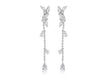 Sterling Silver Rhodium Plated White Zirconia Jacket Earrings