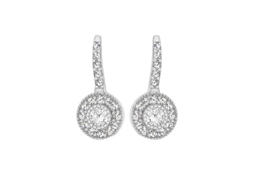 Sterling Silver Rhodium Plated Zirconia  Lever Bak Earrings