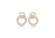 Sterling Silver 2-Tone Zirconia  Set Double-Ring Stud Earrings