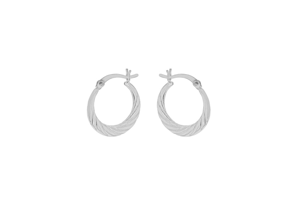 Sterling Silver Rhodium Plated 18.5mm x 19.7mm Twist Creole Earrings