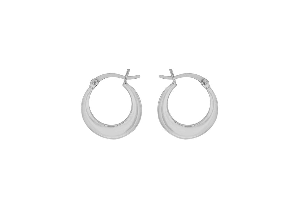 Sterling Silver Rhodium Plated 17mm x 18mm Plain Graduated Creole Earrings