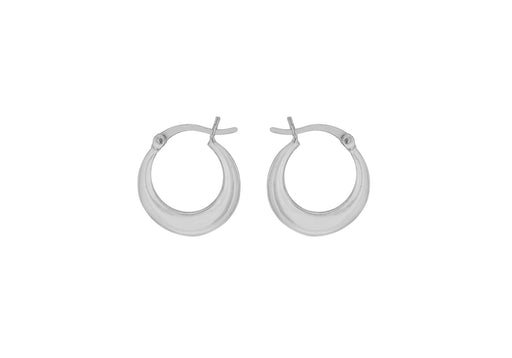 Sterling Silver Rhodium Plated 17mm x 18mm Plain Graduated Creole Earrings