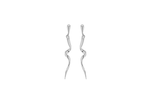 Sterling Silver Rhodium Plated Spiral Drop Earrings