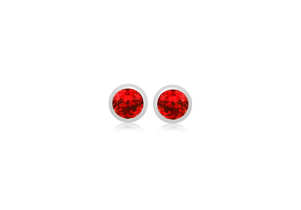 Sterling Silver Light Red 3mm Zirconia  January Birthstone Stud Earrings