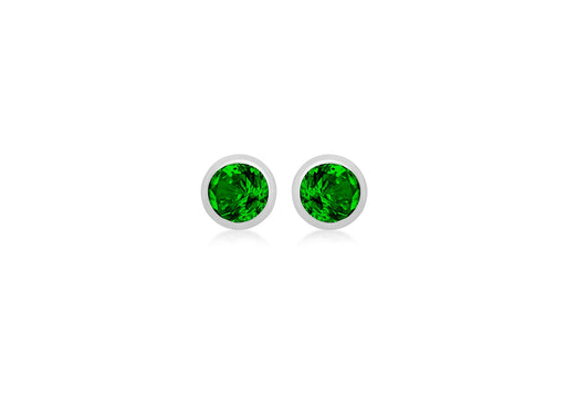 Sterling Silver Green 3mm Zirconia  May Birthstone Stud Earrings