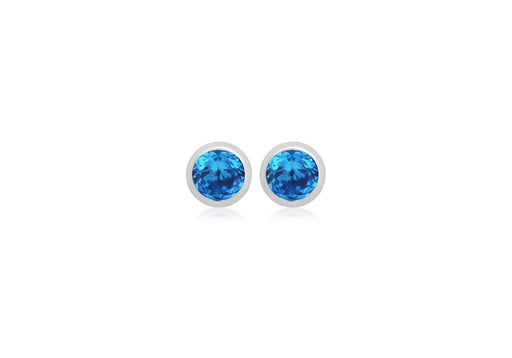 Sterling Silver Light Blue Zirconia December Birthstone Stud Earrings