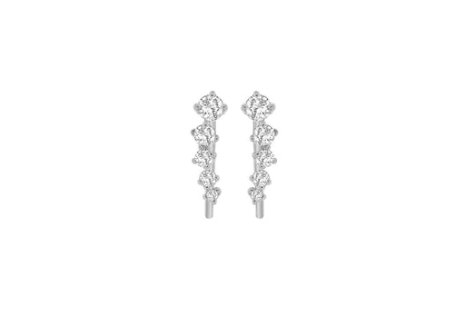 Sterling Silver Rhodium Zirconia Crawler Earrings