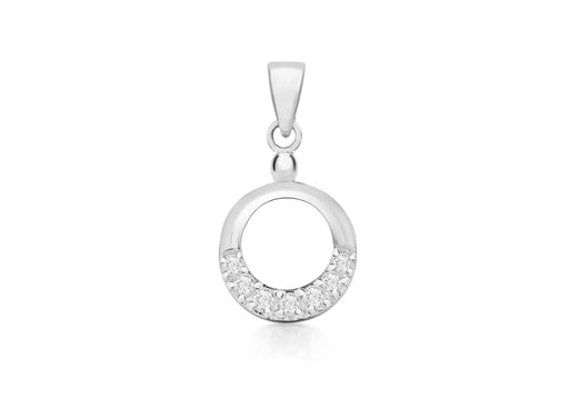 Sterling Silver Zirconia  12mm x 24mm Circle Pendant