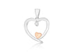 Sterling Silver 2-Tone Zirconia  18.9mm x 25mm Double-Heart Pendant