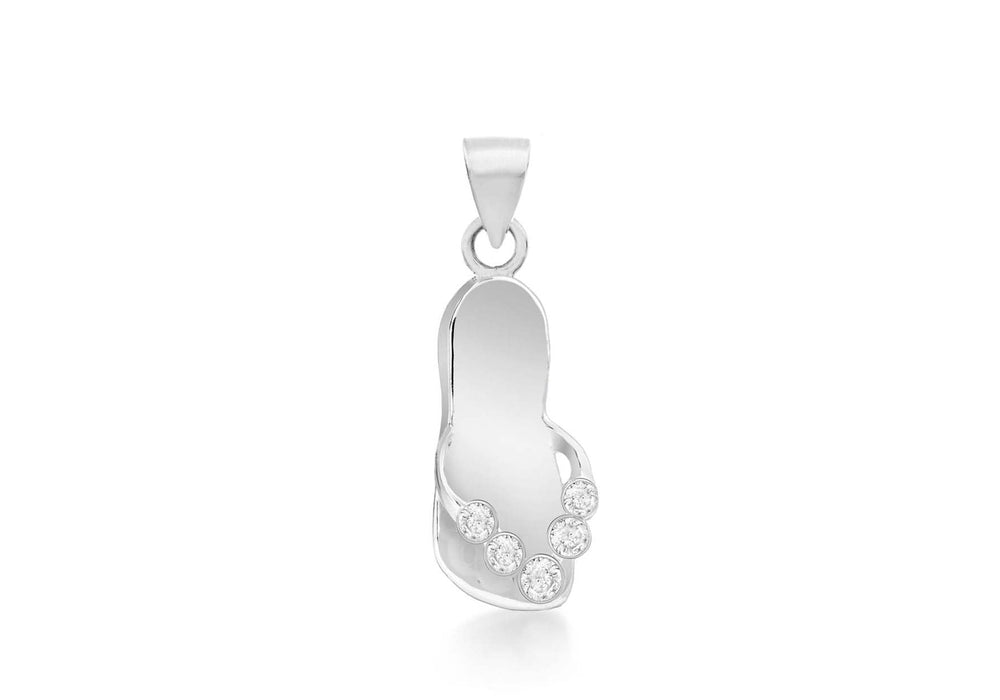 Sterling Silver Crystal 9mm x 27mm Sandal Pendant