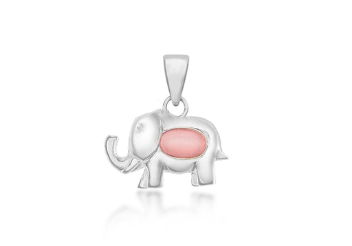 Sterling Silver Pink Cats Eye Elephant Pendant