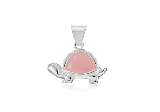 Sterling Silver Pink Cats Eye Tortoise Pendant