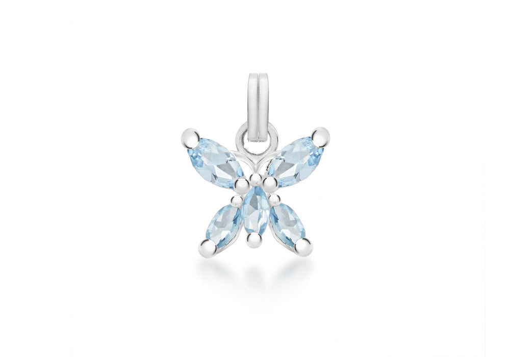 Sterling Silver Blue Zirconia Butterfly Pendant