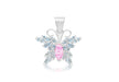 Sterling Silver Pink and Blue Zirconia  Stone Set BCutterfly Pendant