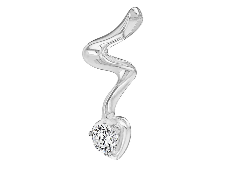 Sterling Silver Zirconia  Stone Set Flash Drop Pendant