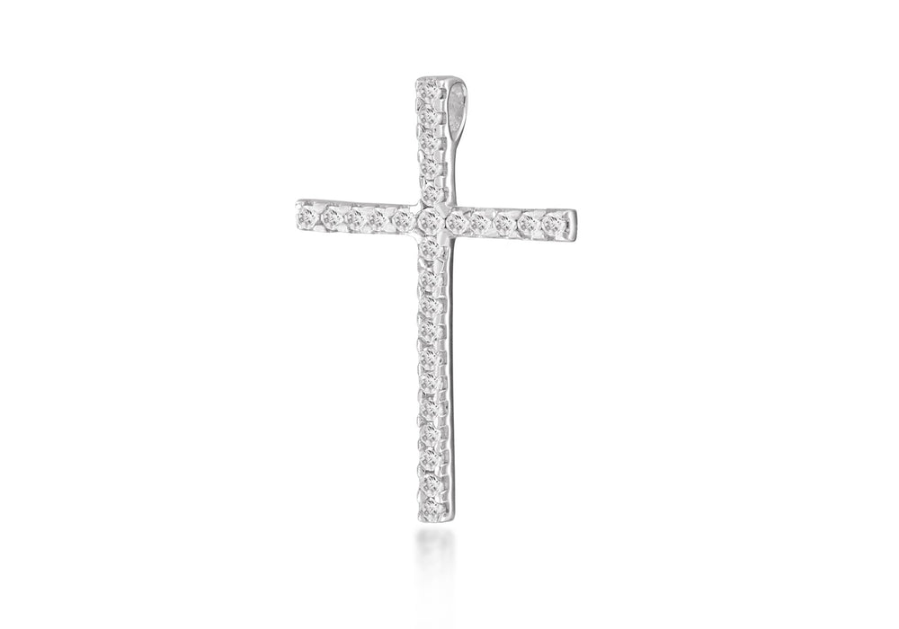 Sterling Silver Zirconia  Cross Slider Pendant