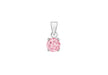 Sterling Silver 5mm Round Pink Zirconia  Pendant