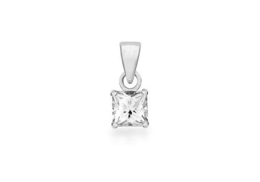 Sterling Silver 5mm Square Zirconia  Pendant