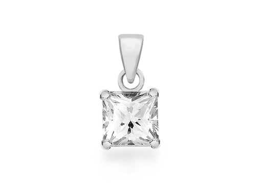 Sterling Silver 7mm Square Zirconia  Pendant