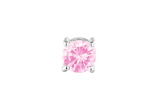 Sterling Silver 7mm Pink Round Zirconia  Silder Pendant