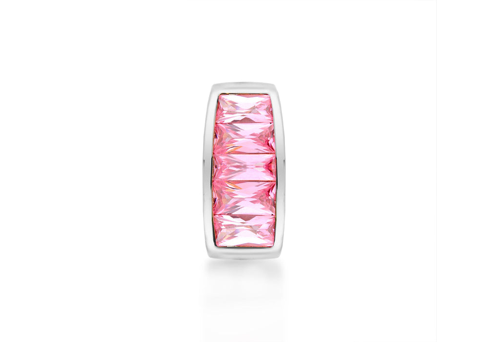 Sterling Silver Pink Zirconia  Barrel Slider Pendant