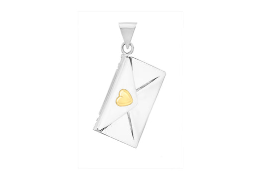 Sterling Silver 2-Tone 14mm x 30mm Envelope Pendant