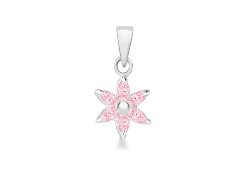 Sterling Silver Pink Zirconia  Flower Pendant