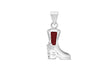 Sterling Silver Red Zirconia  Boot Pendant