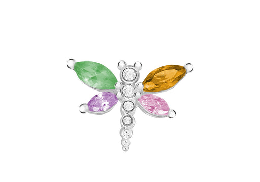 Sterling Silver MultiColoured Zirconia  Dragonfly Pendant