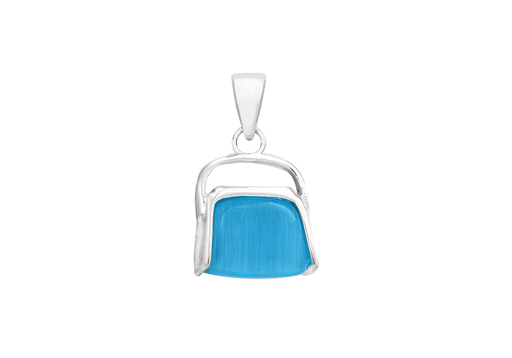 Sterling Silver Blue Handbag Pendant