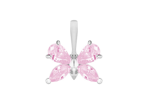 Sterling Silver Pink Zirconia Butterfly Pendant