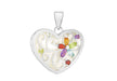 Sterling Silver MultiColoured Zirconia  and Mother of Pearl Floral Heart Pendant