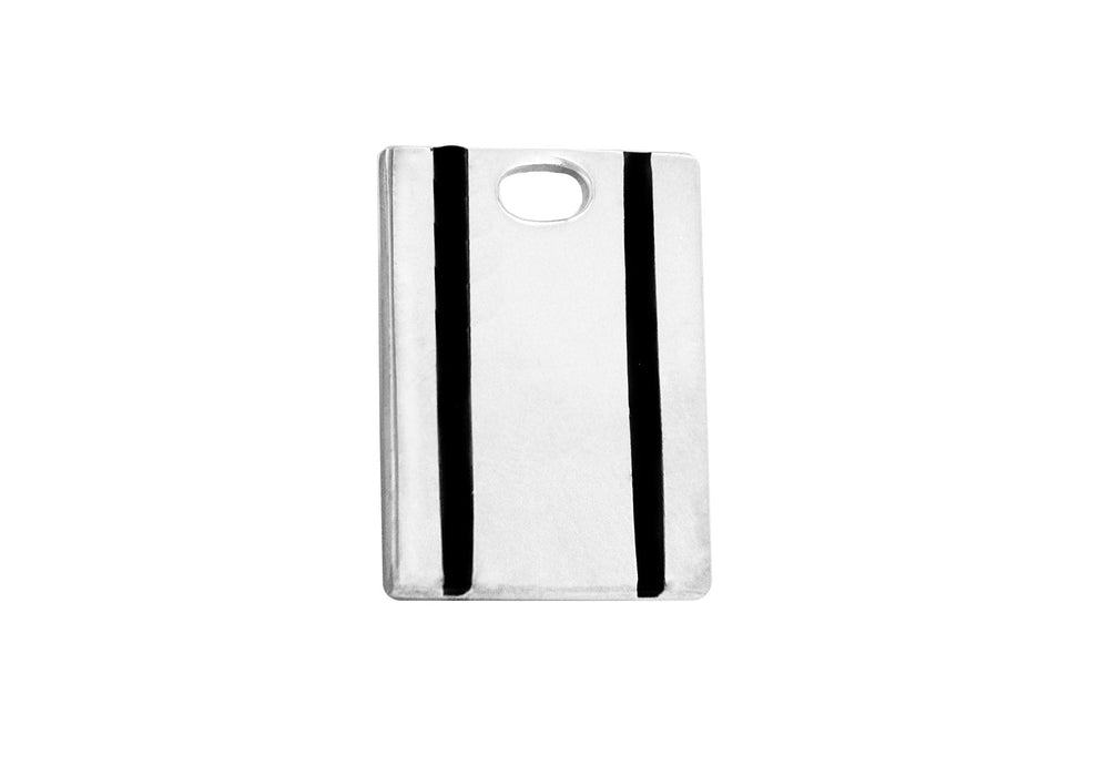 Sterling Silver Double Black Stripe Tag Pendant